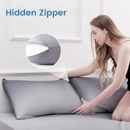 Set of 2 Gray Cooling Pillow Covers – Soft, Breathable, Hair & Skin Friendly