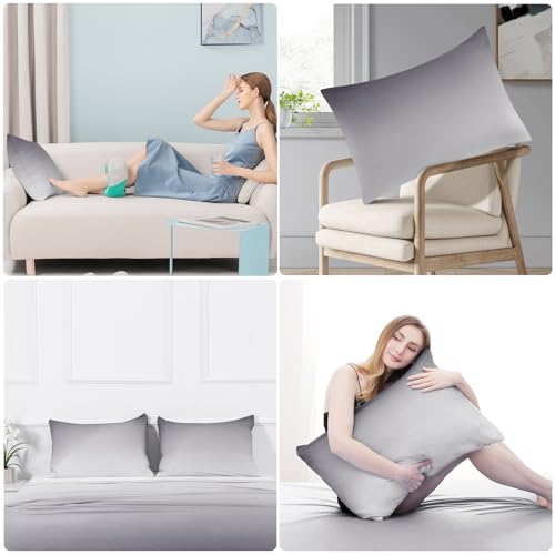 Set of 2 Gray Cooling Pillow Covers – Soft, Breathable, Hair & Skin Friendly