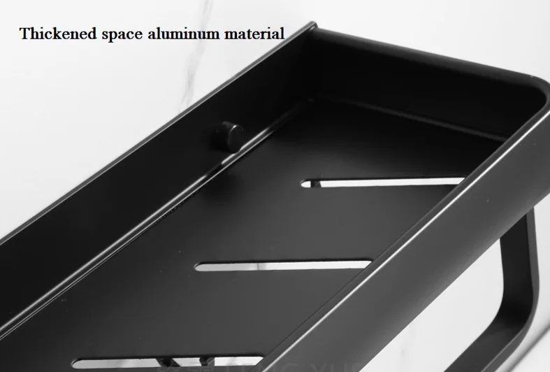 Corner Shelf in Black Aluminum – No-Drill Installation