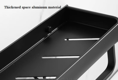 Corner Shelf in Black Aluminum – No-Drill Installation