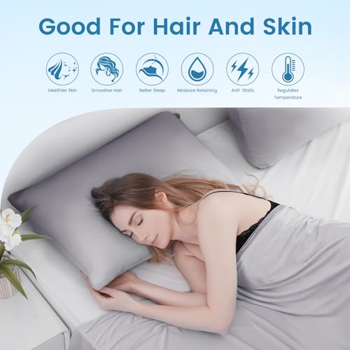 Set of 2 Gray Cooling Pillow Covers – Soft, Breathable, Hair & Skin Friendly