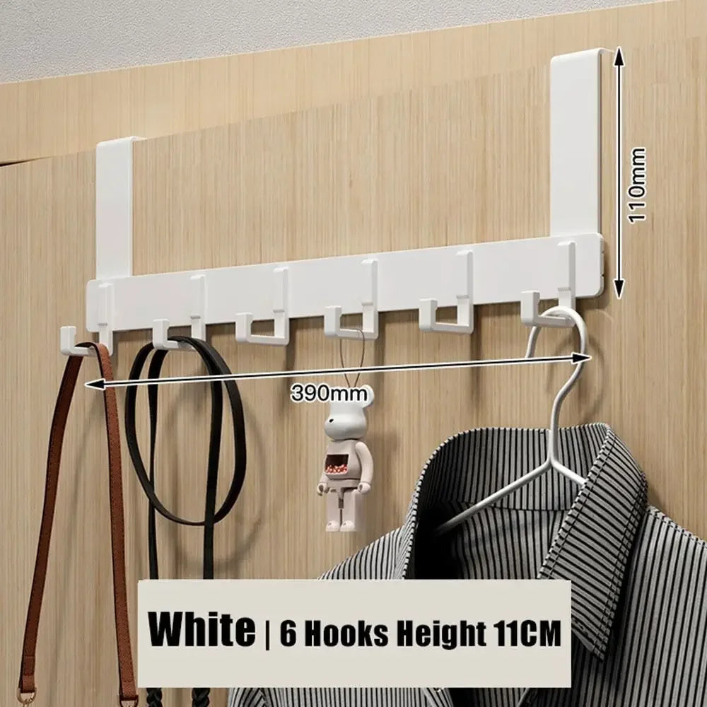 Door Hook Organizer with 6 Hooks | Aluminum Wardrobe Door Rack | No Drilling Needed | Fits Doors 1.6–1.8 inches