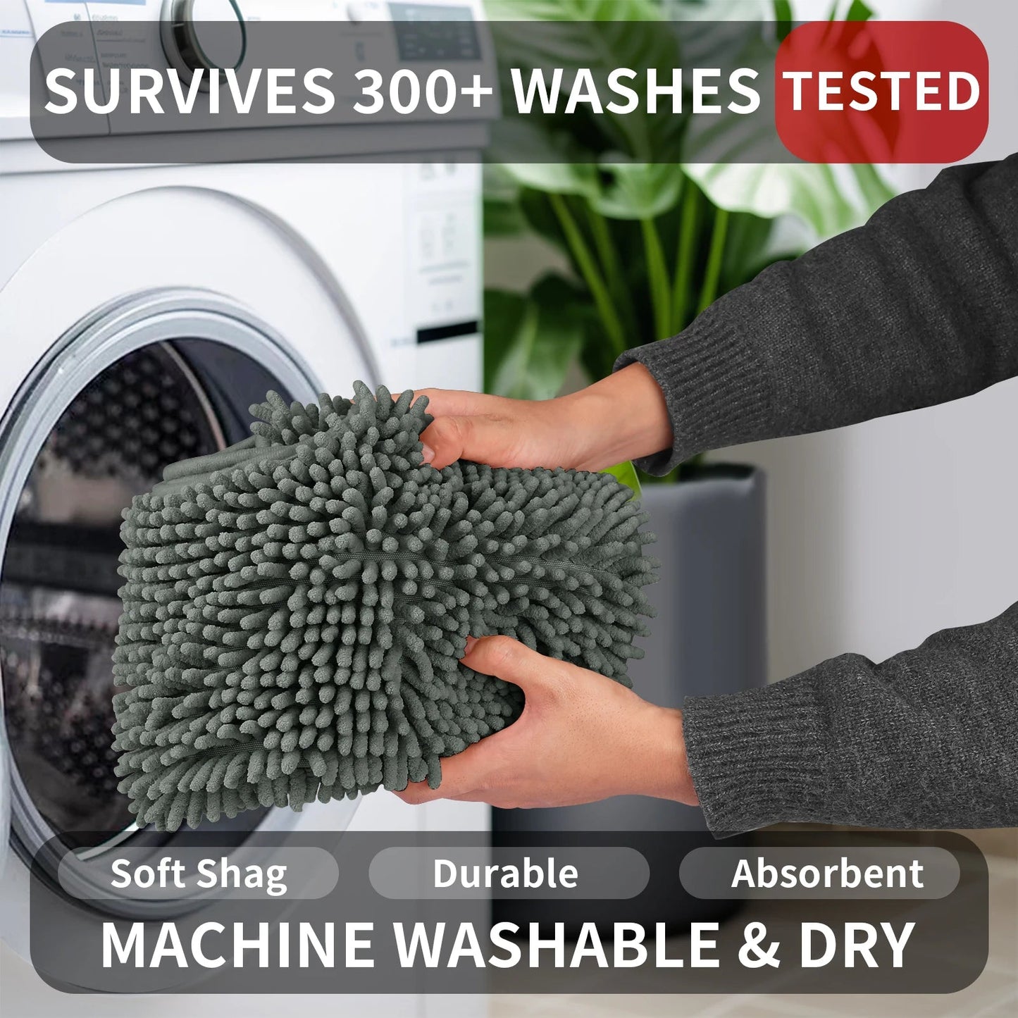 U-Shaped Toilet Mat – Chenille Bath Rug with High Absorbency, Non-Slip, Machine Washable, Soft and Cozy