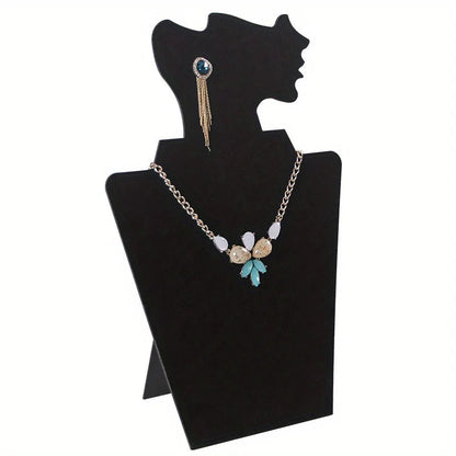 Fabric Jewelry Display Stand - Elegant Bust for Necklaces and Earrings - Black
