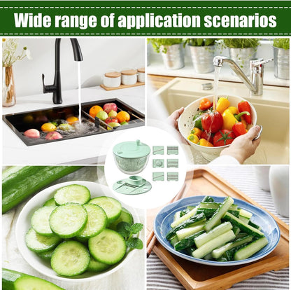 Versatile Salad Spinner with Multi-Cutting Inserts for Effortless Meal Prep