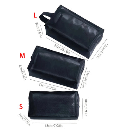 Cosmetic Organizer Bag for Travel | Black | Portable Toiletry Case