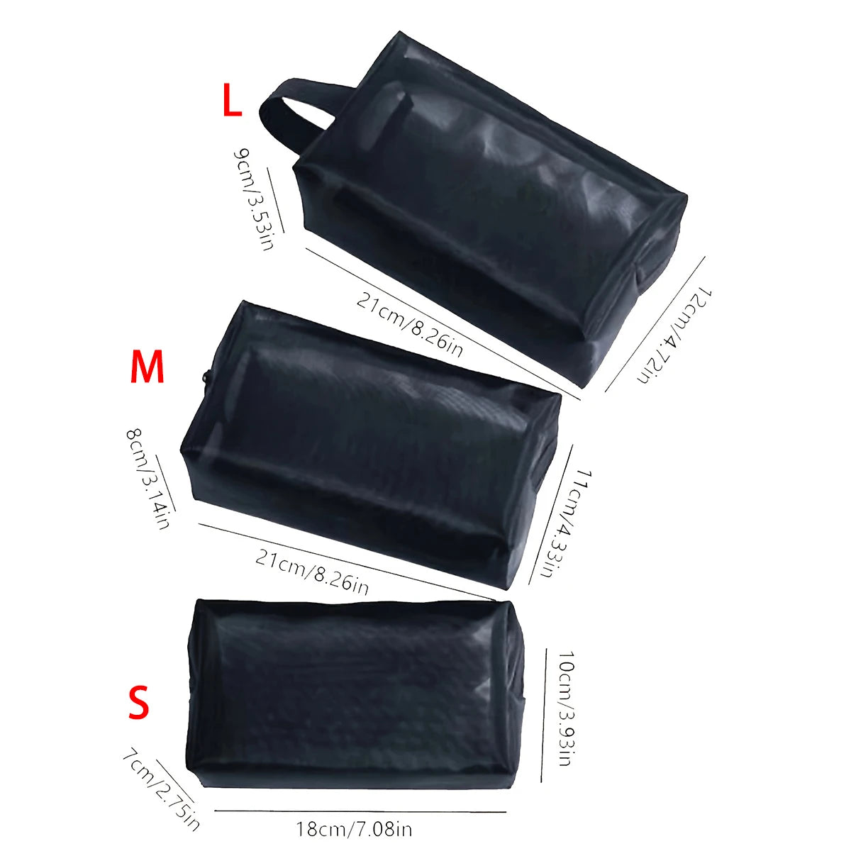 Black Mesh Cosmetic Bag | Portable Organizer | Travel Accessories