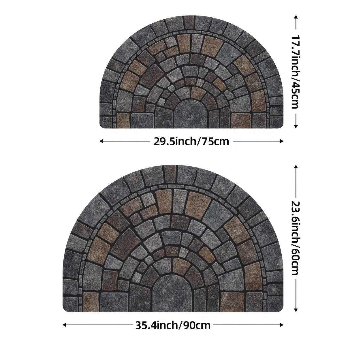 Non-Slip Half Circle Doormat for Indoor and Outdoor Mosaic Entrance
