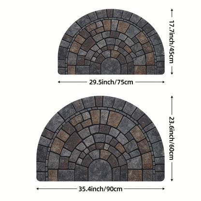 Non-Slip Half Circle Doormat for Indoor and Outdoor Mosaic Entrance