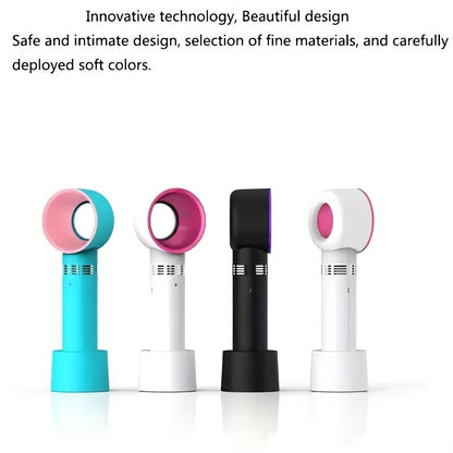 Portable Bladeless Handheld Fan - USB Rechargeable Mini Desk Fan with 3 Speed Settings for Travel, Camping, Office, and Home
