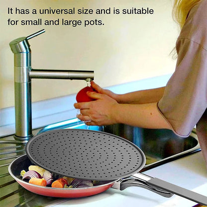 Splash Shield for Pans | Heat-Resistant Silicone Lid with Stainless Steel Handle for Cookware up to 28 cm