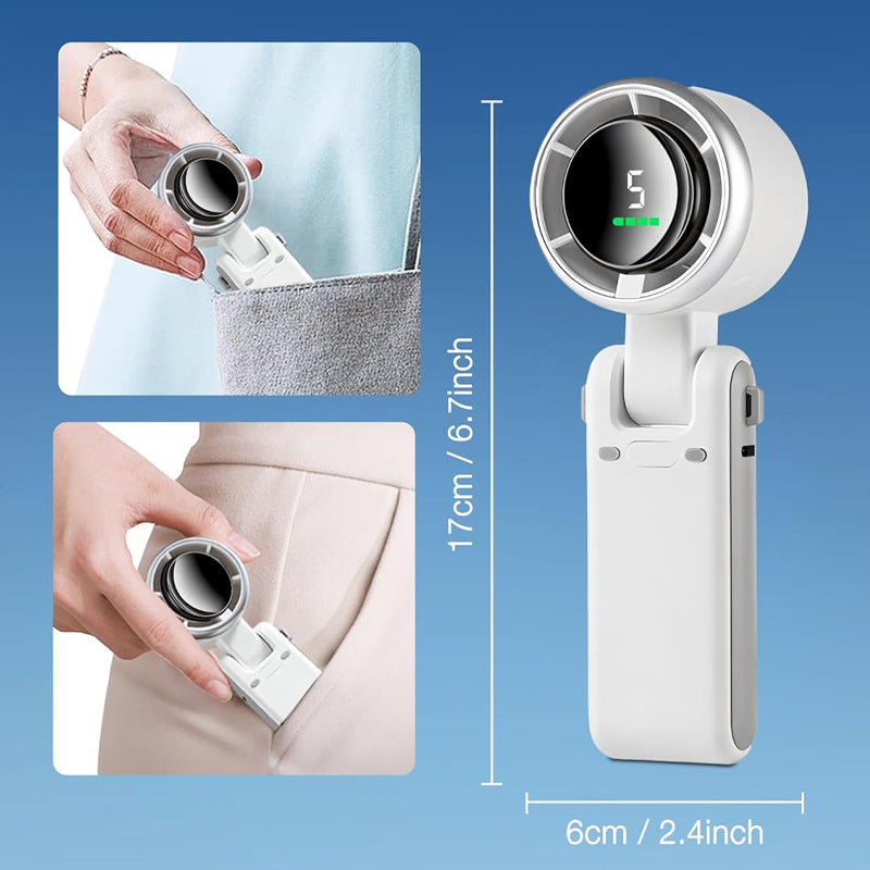 Portable Handheld Fan with 5 Speed Settings - Foldable Design
