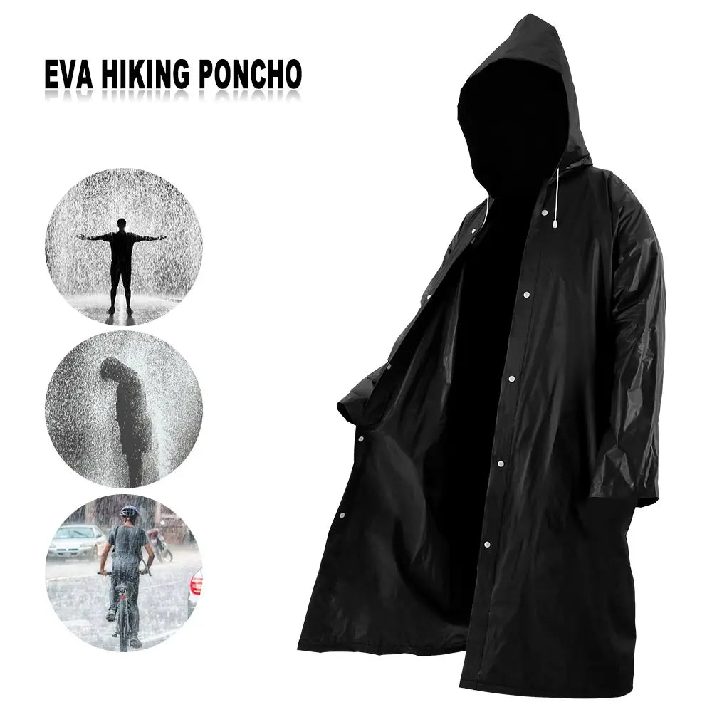 Unisex Waterproof Rain Poncho in Black | 145 x 70 cm