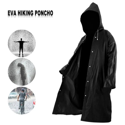 Unisex Waterproof Rain Poncho in Black | 145 x 70 cm