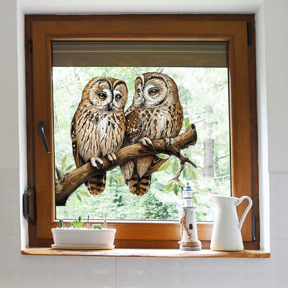 Self-Adhesive Wall Sticker Featuring Owl on Floral Branch | PVC Material