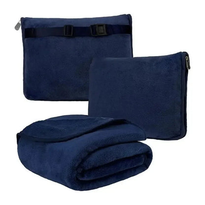 2-in-1 Travel Blanket | Plush Coral Fleece Pillow & Blanket | Soft, Warm, Portable