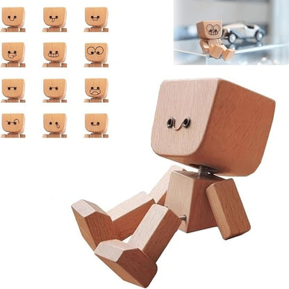 Charming Bobblehead Décor | Handcrafted Natural Wood | 8 cm