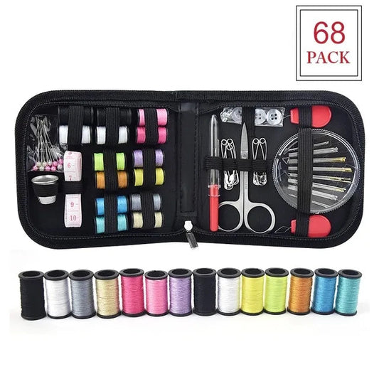 68-Piece Sewing Kit with Accessories and Thread Box for Crafting