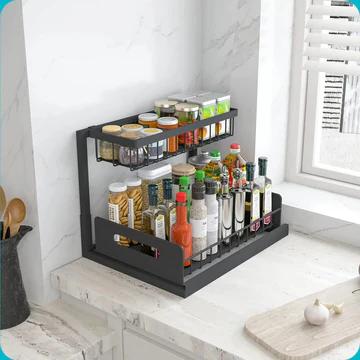 Under-Sink Organizer with 2-Tier Pull-Out Design