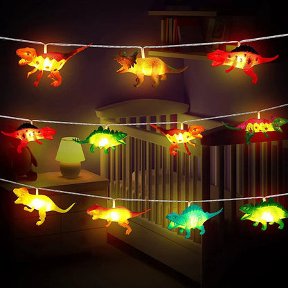 LED Dinosaur String Lights – Warm White Glow, 1.5m / 3m, Battery Operated & IP44 Rated