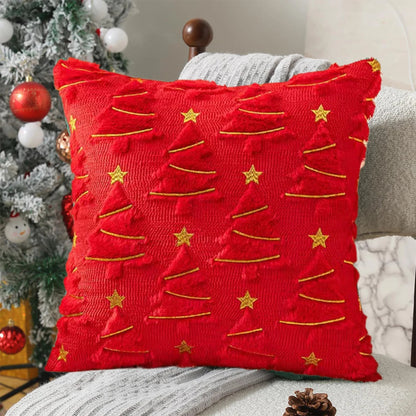 Emerald Green Christmas Pillow Cover with Gold Stars | 45x45 cm