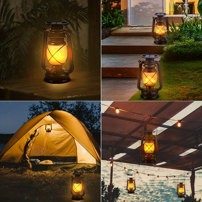 Solar-Powered Lanterns with Realistic Flame Effect | Metal & Plastic