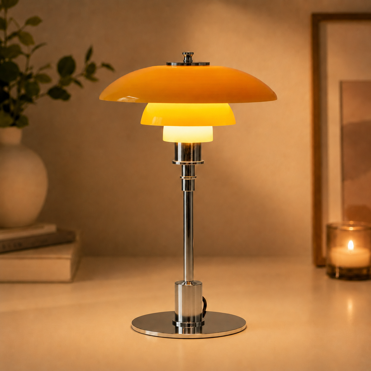 Minimalist Glass Shade Table Lamp for Scandinavian Style Bedroom