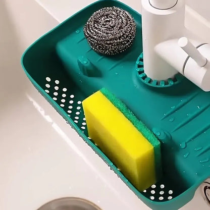 Silicone Dish Drying Mat with Splash Guard and Organizer | 27 × 14 × 5 cm