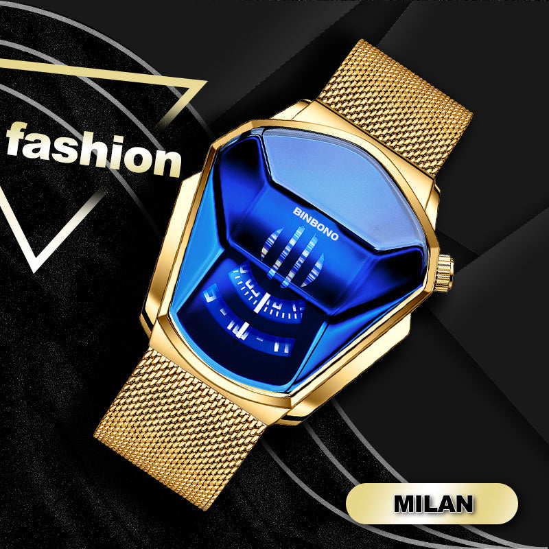 Men's Quartz Watch with Diamond Design