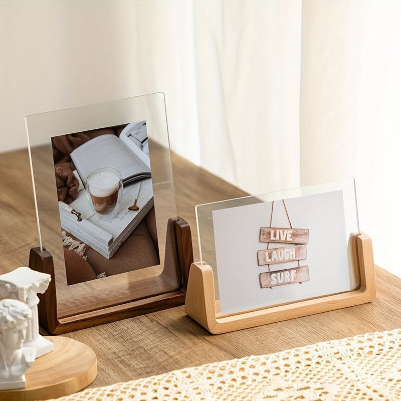 Modern Minimalist Desk Display Frame for Photos - Acrylic Wood Design