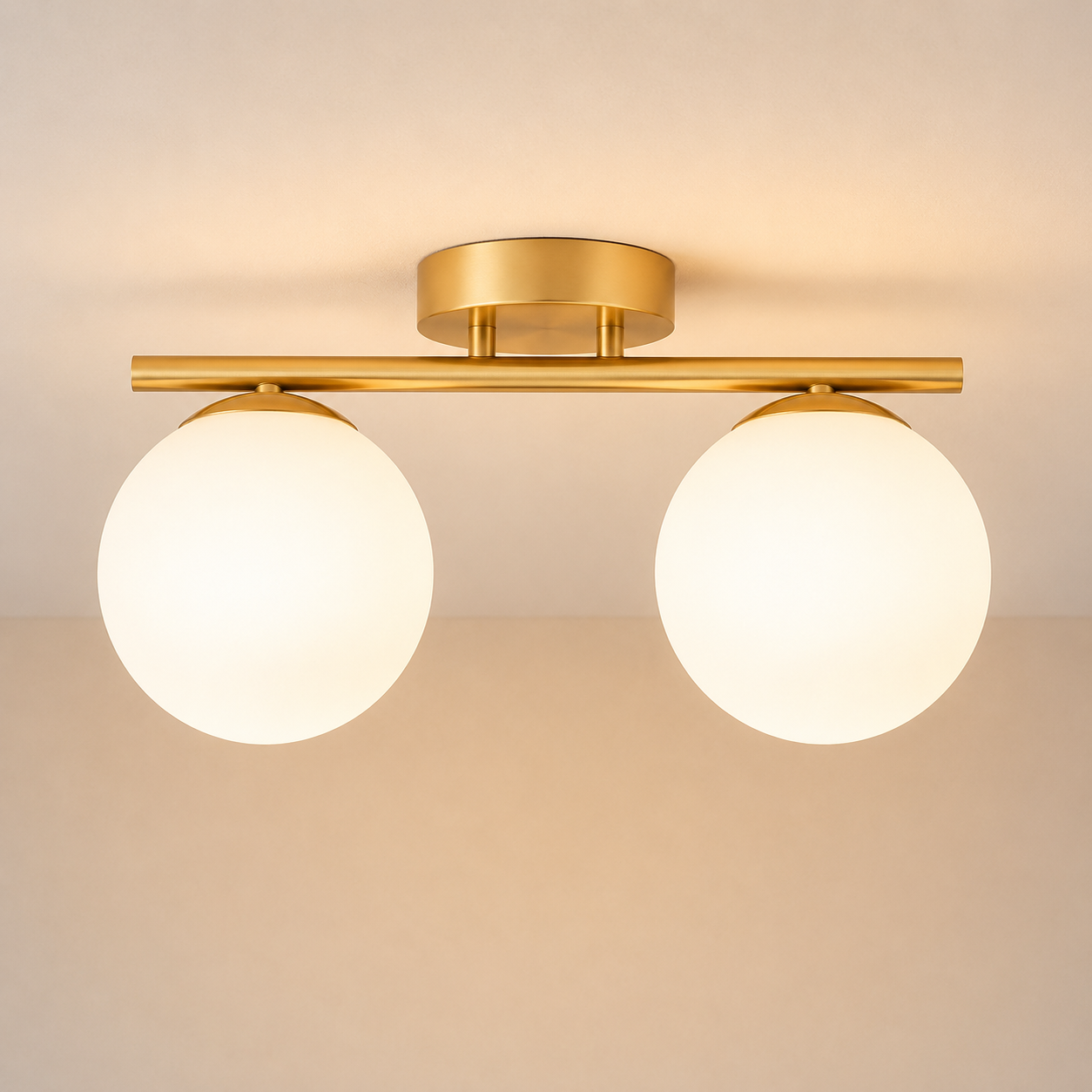 Globe Shade LED Ceiling Light in Opaline Finish