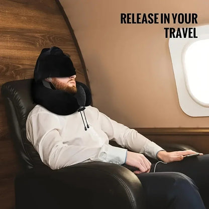 Memory Foam U-Shaped Neck Pillow with Hood | Removable Cover | 25x23x15 cm
