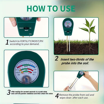 Three-in-One Soil Tester for Garden Use