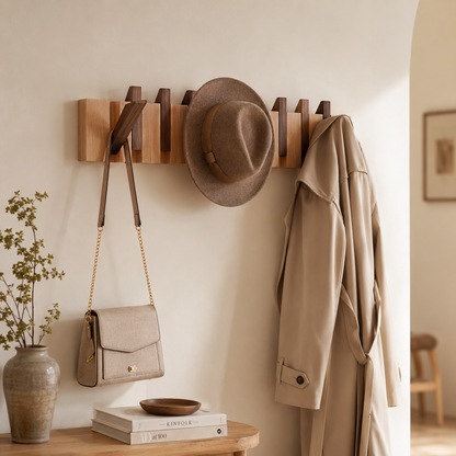 Wall-Mounted Piano Hanger Rack - Space-Saving Wooden Design