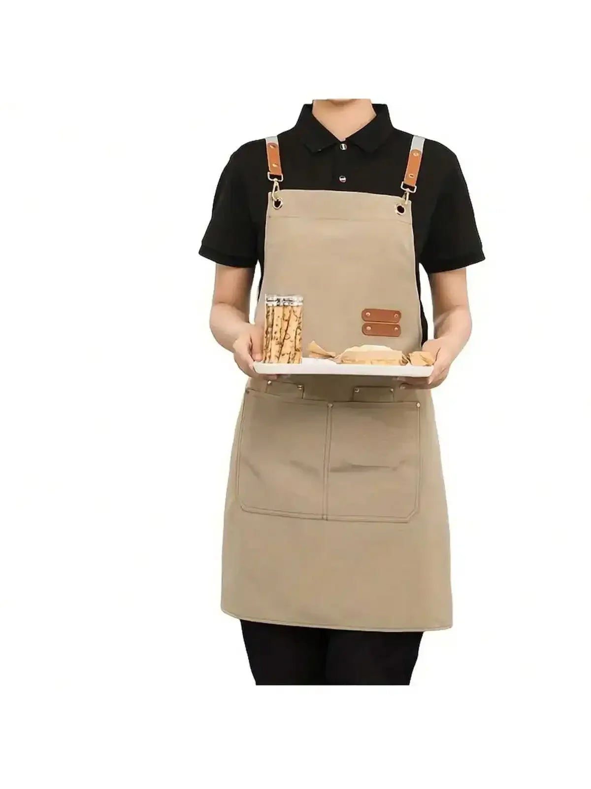 Unisex Waterproof Cooking Apron with Adjustable Straps and Large Pockets