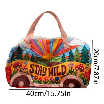 Vintage-Inspired Travel Tote Bag with Bohemian Flair