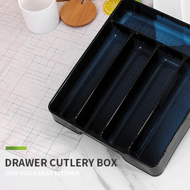 Cutlery Drawer Organizer | Plastic Material | Dimensions 27x17.6x3.5 cm | Available in Black or White