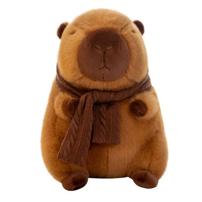 Soft Plush Capybara Doll with Removable Scarf - Stuffed Toy Gift