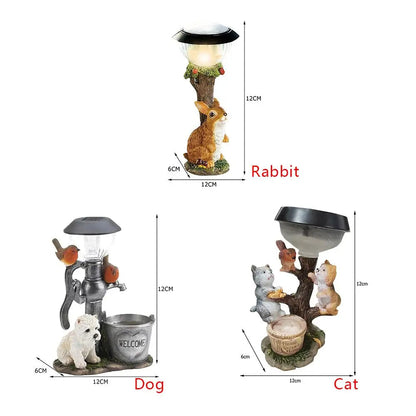 Solar Garden Statue for Pets - Dog/Cat/Rabbit | LED Lawn Light | 13 cm