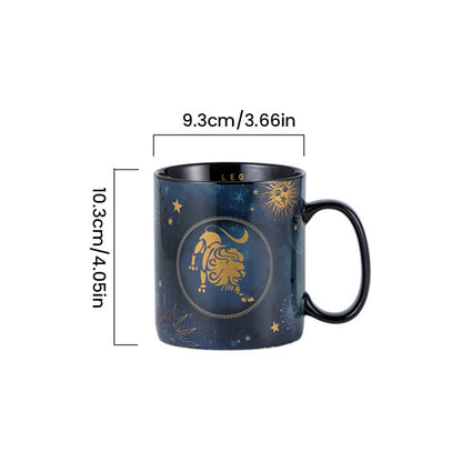 Cobalt Blue Ceramic Coffee Mug with 12 Zodiac Signs