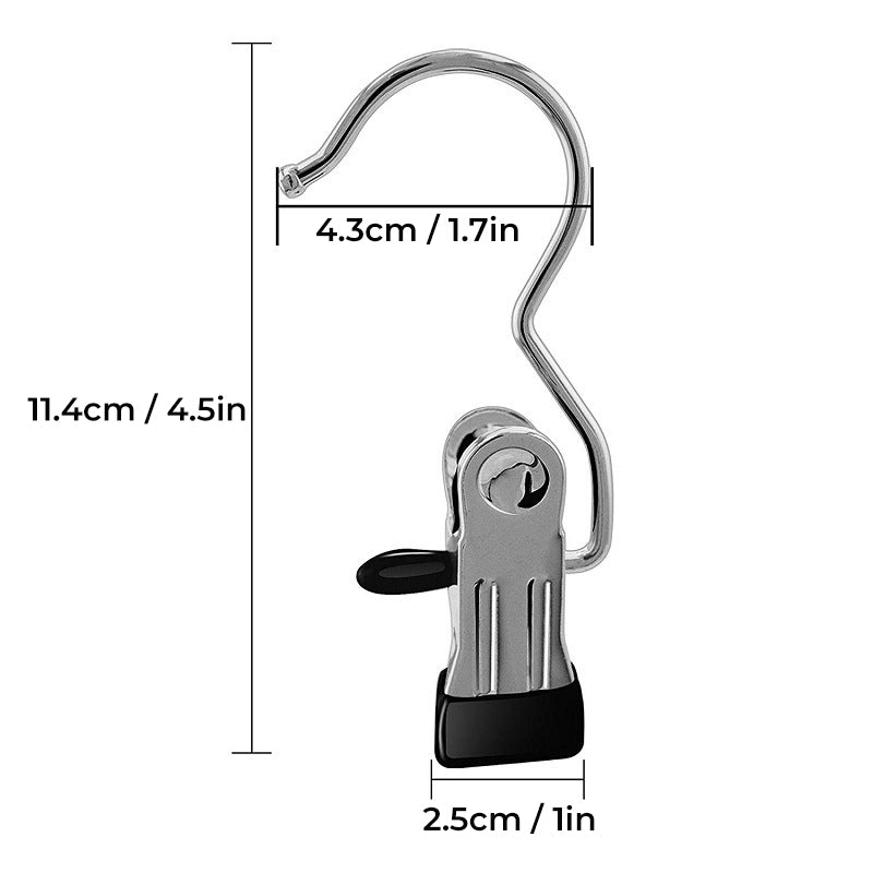 Space-Saving Stainless Steel Hanger Clips Set - 10 Pack