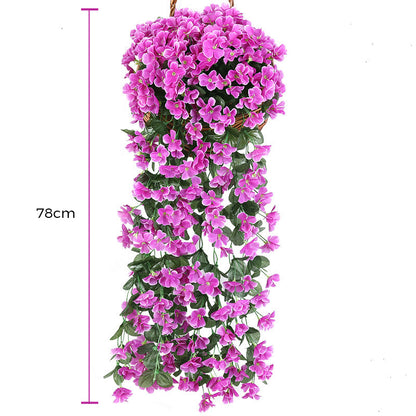 Hanging Basket with Vibrant Artificial Flowers