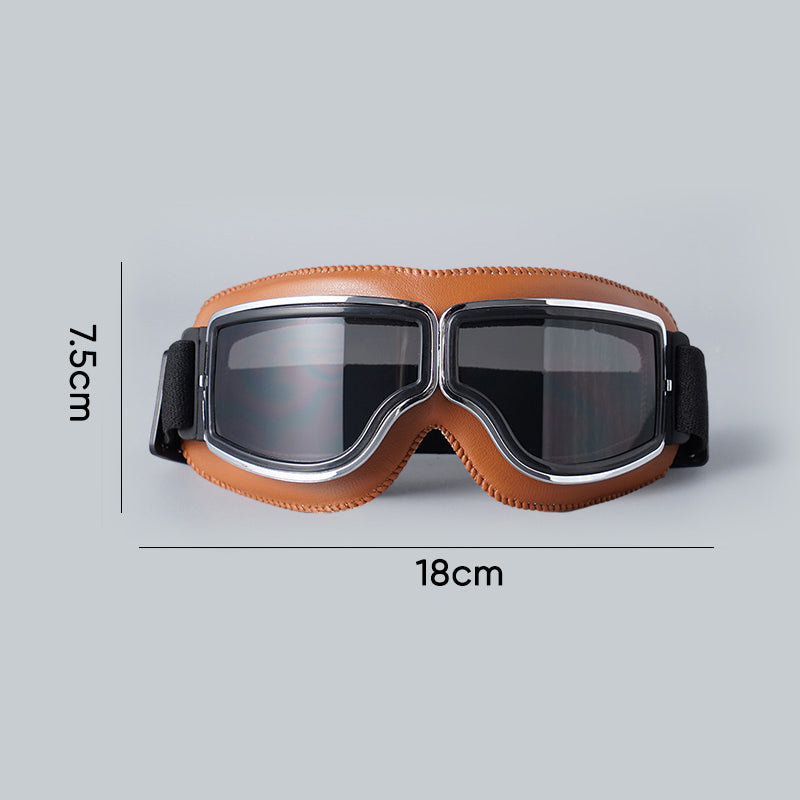 Vintage Motorcycle Goggles with Interchangeable Lenses and Padded Comfort