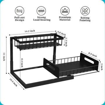 Under-Sink Organizer with 2-Tier Pull-Out Design