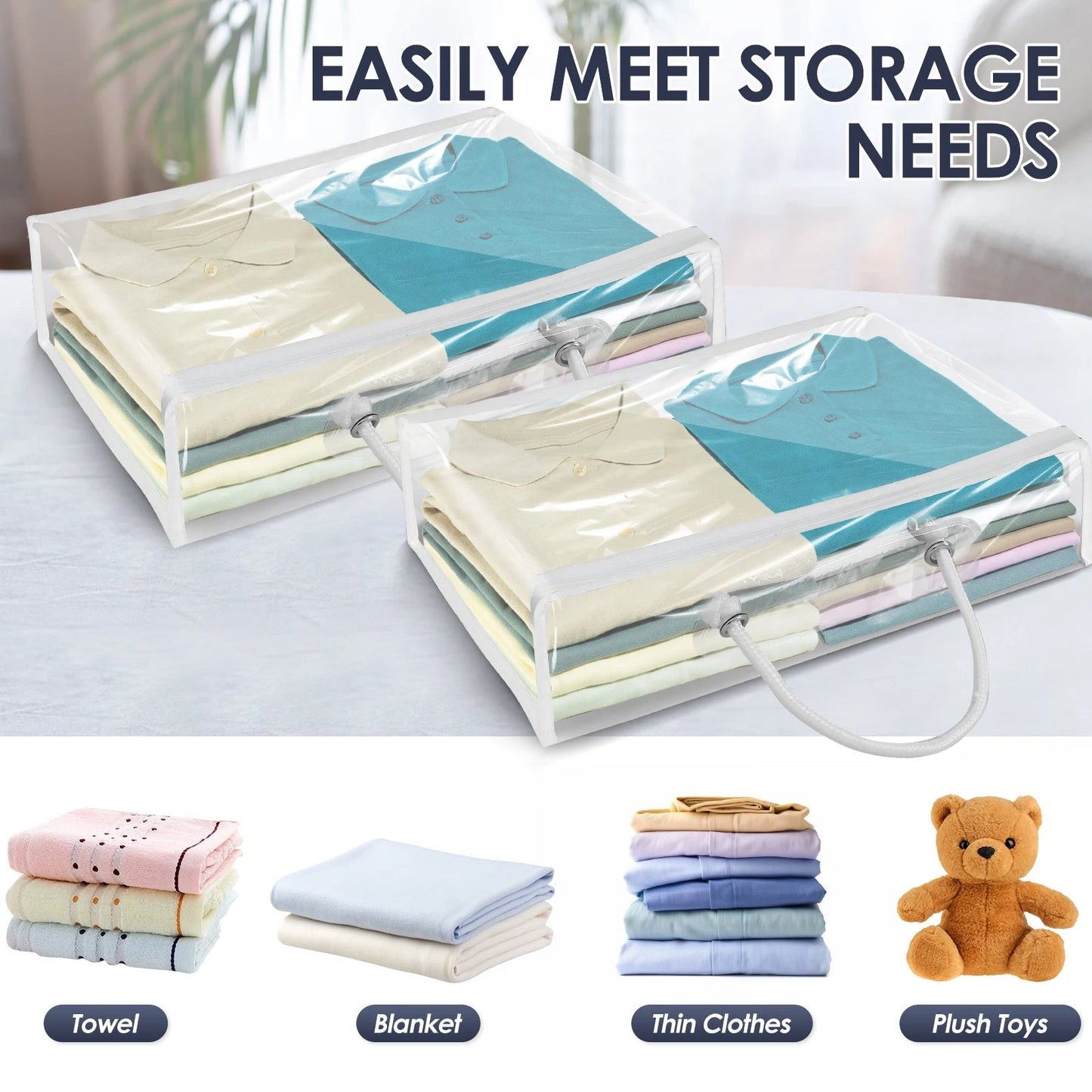 Transparent Storage Bag Set | Waterproof PVC | Dustproof | 6-Piece Organizer | 40 x 30 x 10 cm