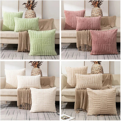 Boho Cream White Faux Fur Pillow Cover – Soft Plush Decorative Case for Sofa