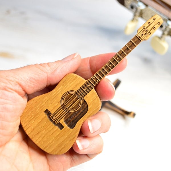 Custom Oak Wood Guitar Pick Holder with Display Stand