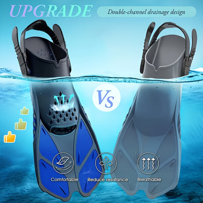 Snorkel and Swim Fins with Adjustable Straps, Open Heel & Compact Design - Ideal for Travel and Water Sports