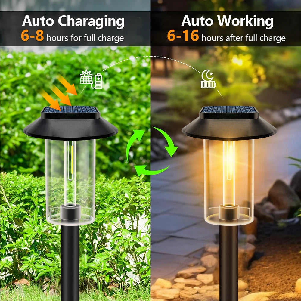2-Pack Solar Garden Lights | IP65 Waterproof | Automatic On/Off | LED Pathway Lights