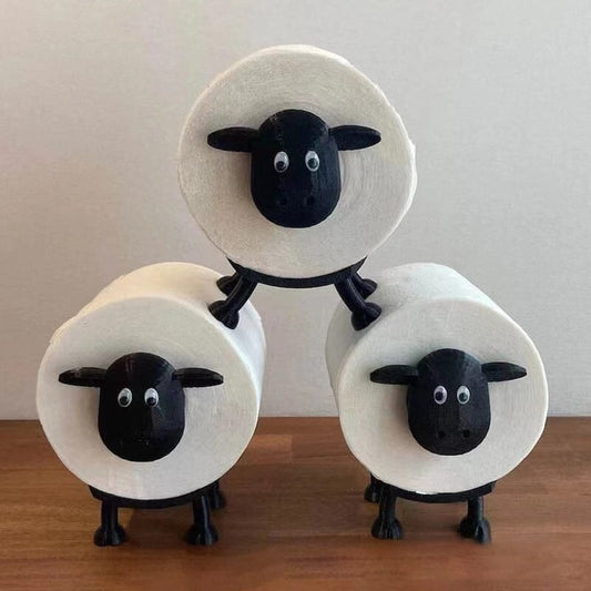 Sheep Design Toilet Paper Holder | Space-Saving & Sturdy | Black Resin